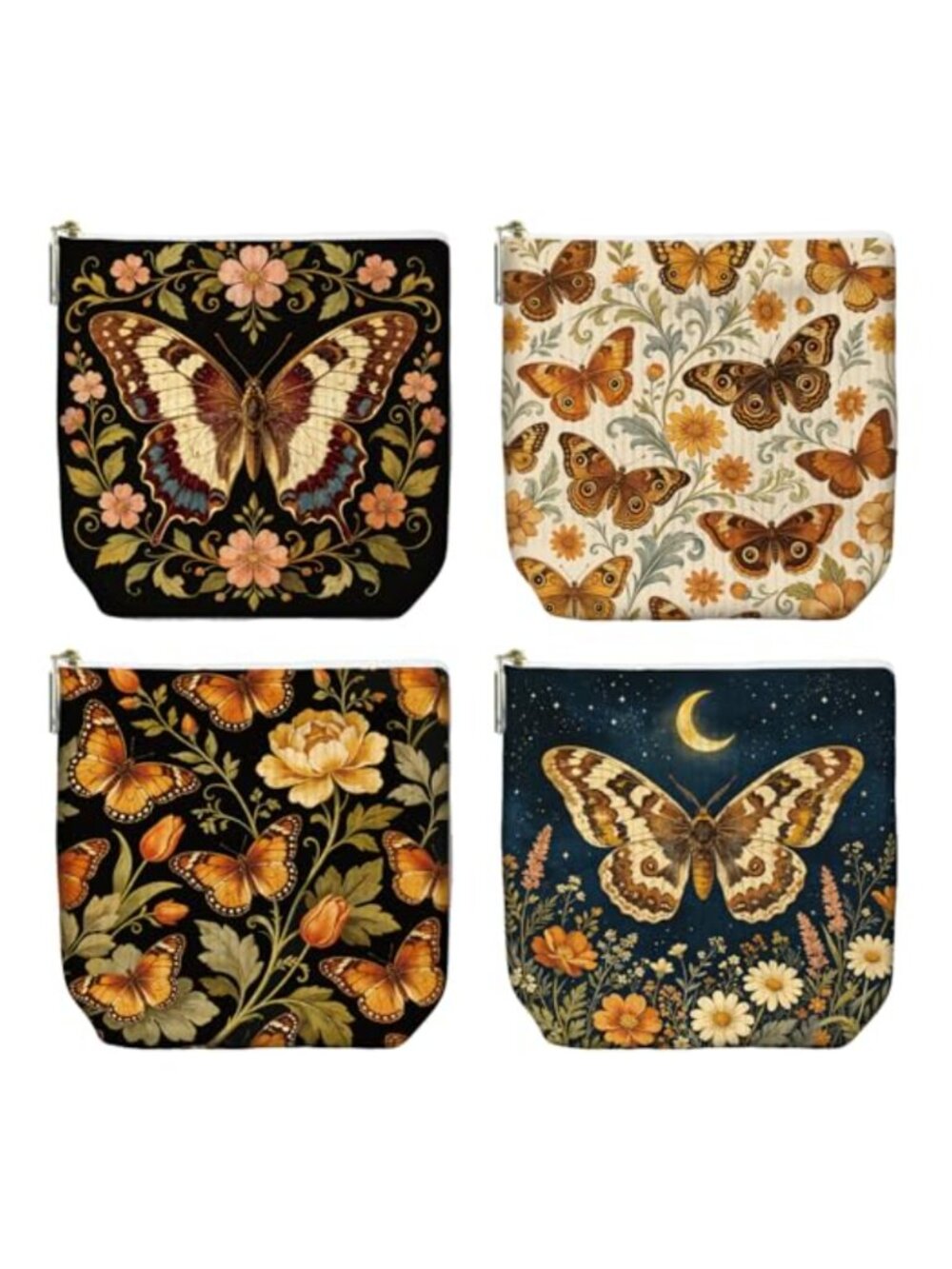 Corduroy Makeup Bag Set 4PC Small Cosmetic Pouches Travel Organizer